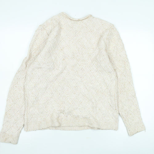 Lands' End Women's Ivory Cable Knit Pullover Jumper - M