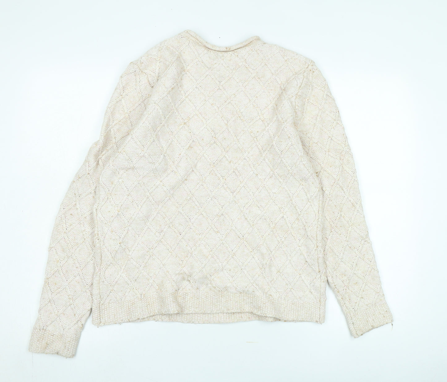 Lands' End Women's Ivory Cable Knit Pullover Jumper - M