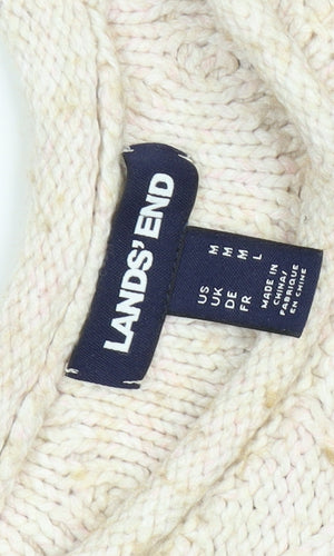 Lands' End Women's Ivory Cable Knit Pullover Jumper - M