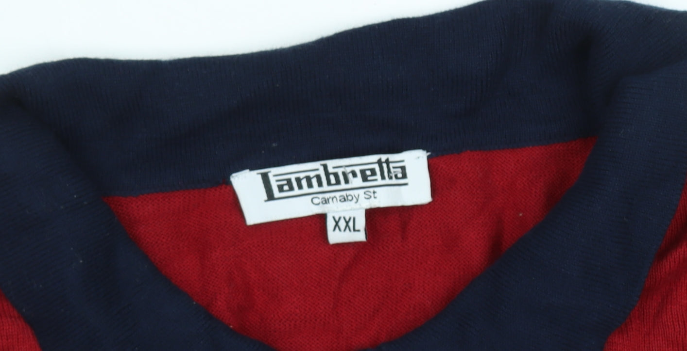 Lambretta Men's Red Collared 2XL Henley Jumper