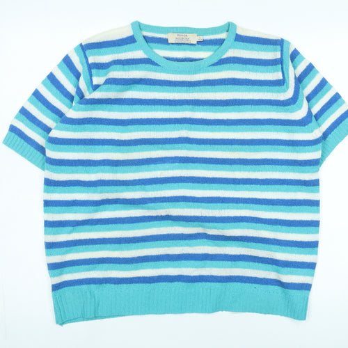 Honor Millburn Women's Blue Striped Knit Jumper L