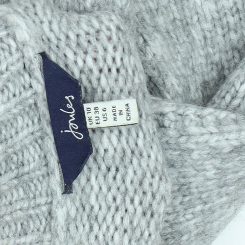 Joules Women's Grey Chunky-Knit Wool Jumper Size 10