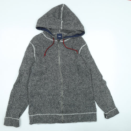 Gap Men's Grey Knit Hooded Full Zip Jumper M