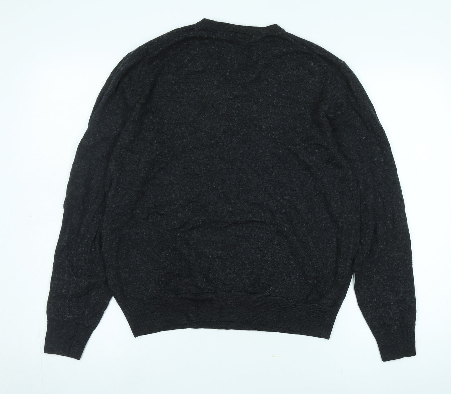 Uniqlo Women's Black Wool V-Neck Pullover Jumper