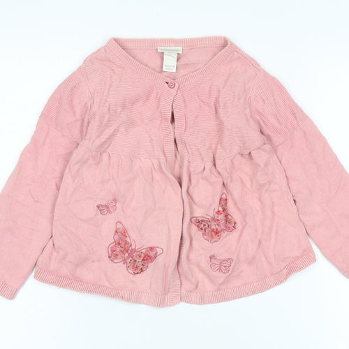 Monsoon Girls Pink Embroidered Cardigan 2XS
