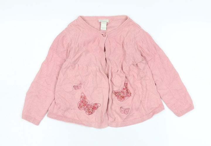 Monsoon Girls Pink Embroidered Cardigan 2XS