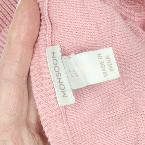 Monsoon Girls Pink Embroidered Cardigan 2XS