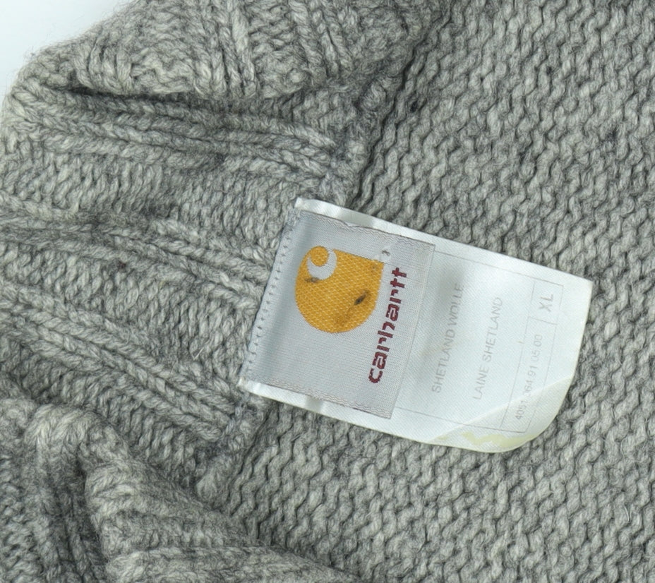 Carhartt Men's Grey XL Full Zip Wool Jumper