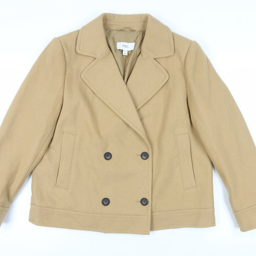 Marks and Spencer Beige Pea Coat Women Size 14