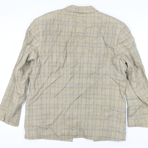 Marks and Spencer Men's Beige Check Blazer, Size 44L