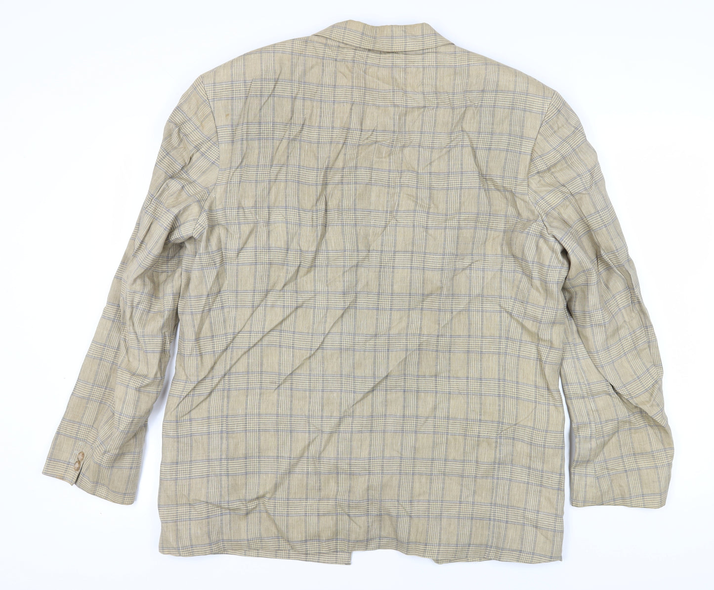 Marks and Spencer Men's Beige Check Blazer, Size 44L