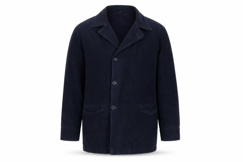 Front view of BHS Men's Blue Mid-Length Overcoat M