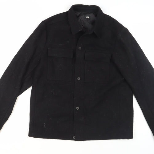 H&M Men's Black Wool Blend Jacket, Size M, Casual Wear