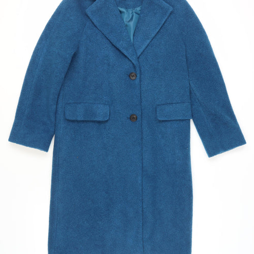 Marks and Spencer Women's Blue Wool Overcoat, Size 6
