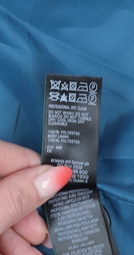 Marks and Spencer Women's Blue Wool Overcoat, Size 6