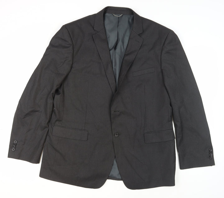 Jack Reid Men's Grey Striped Blazer Size 46