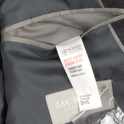 Jack Reid Men's Grey Striped Blazer Size 46