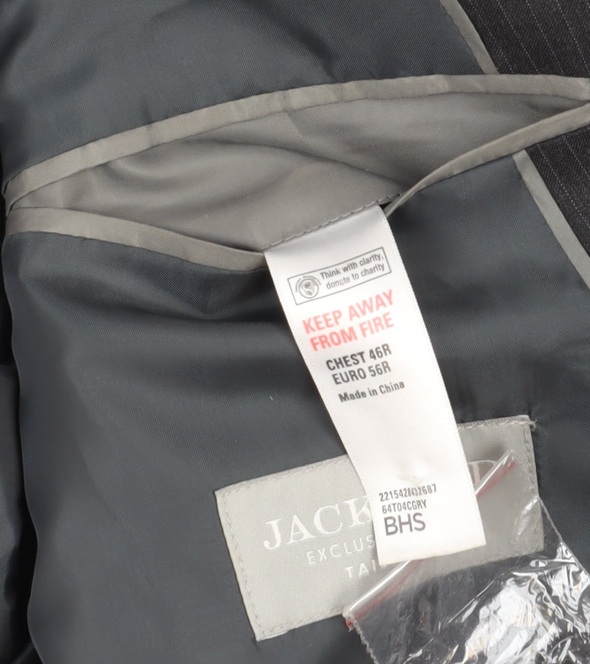 Jack Reid Men's Grey Striped Blazer Size 46