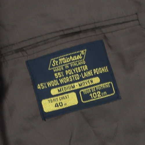 St Michael Men's Brown Blazer 40 M Single-Breasted