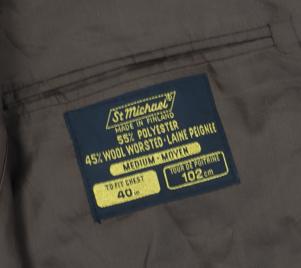 St Michael Men's Brown Blazer 40 M Single-Breasted