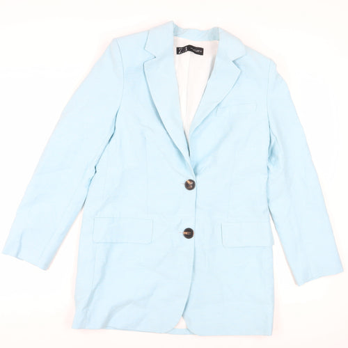 Zara Women's Blue Linen Blazer Size 8