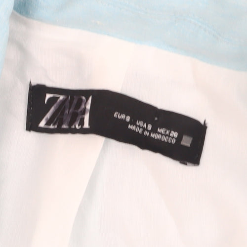 Zara Women's Blue Linen Blazer Size 8
