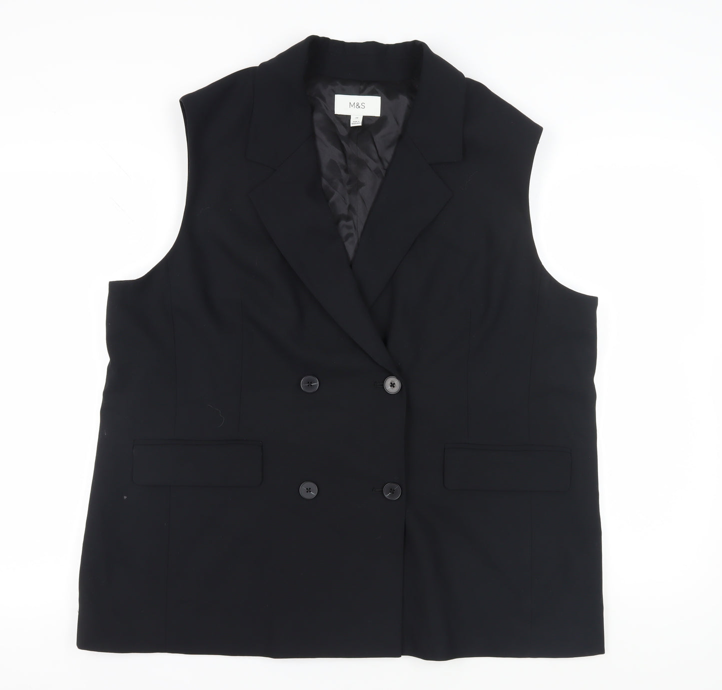 Marks and Spencer Women's Black Double-Breasted Suit Jacket Size 20