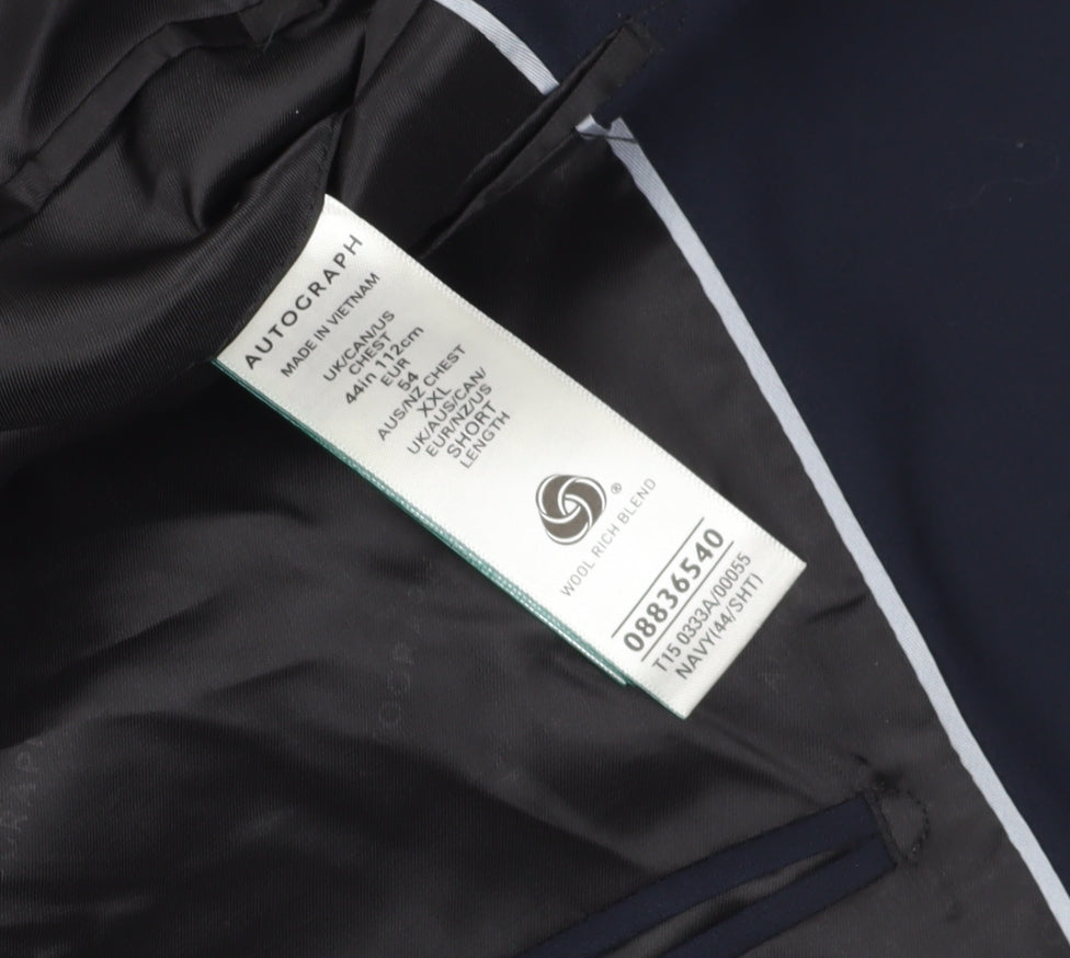 Marks and Spencer Men's Navy Blazer, Size 44 Short, Classic Fit