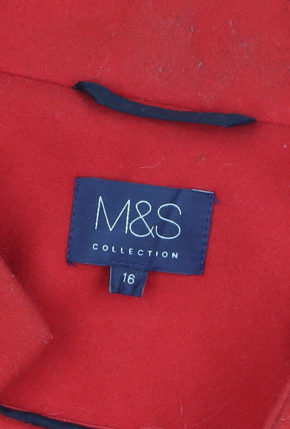 Marks and Spencer Women's Red Mid-Length Coat Size 16