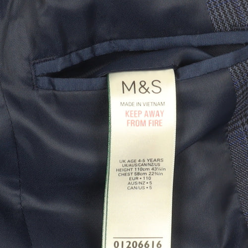 Marks and Spencer Boys Blue Check Blazer 4-5 Years