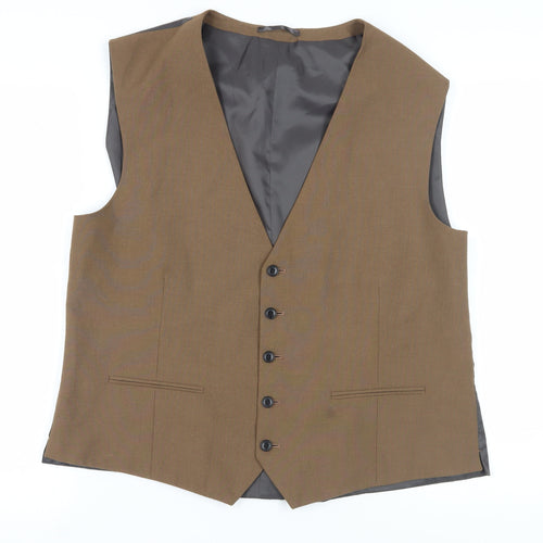 Next Men's Brown Suit Waistcoat 48 Business Formal