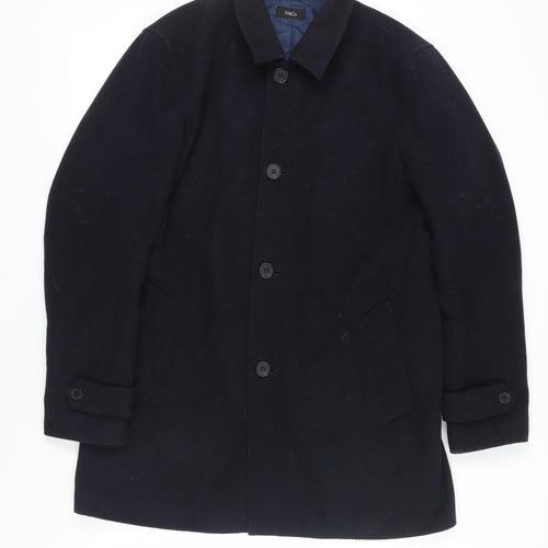 M&Co Men's Blue Overcoat - L, Regular Fit, Stylish