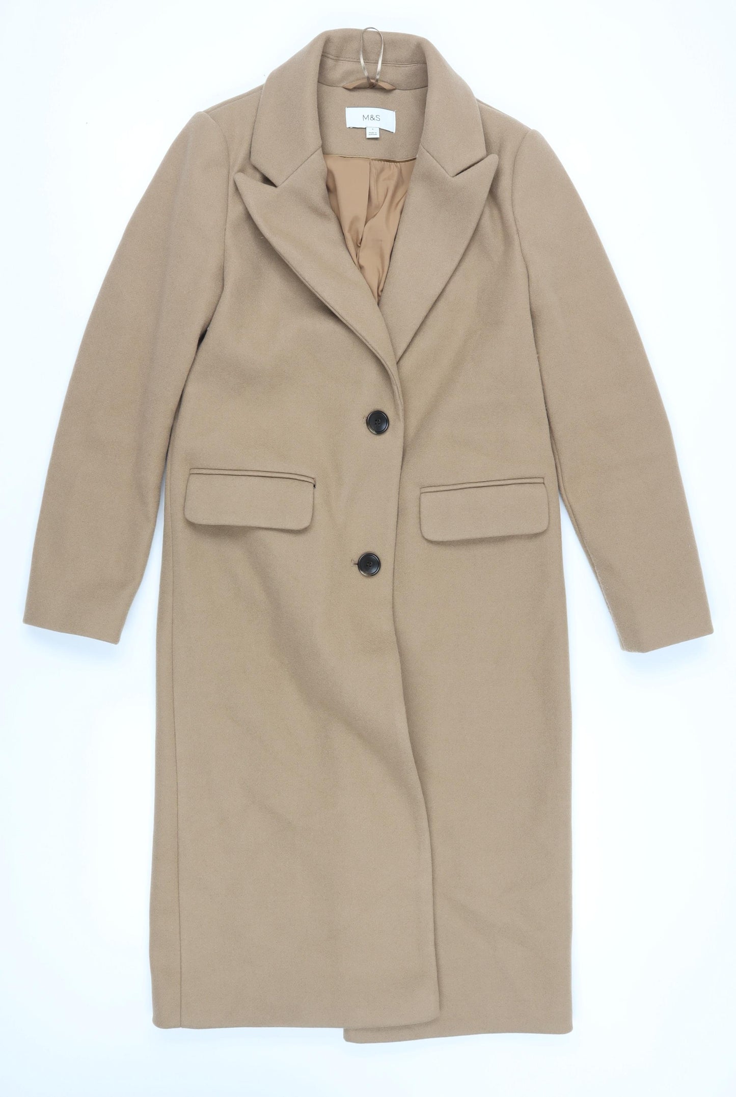 Marks and Spencer Women's Beige Overcoat Size 8 Wool Blend