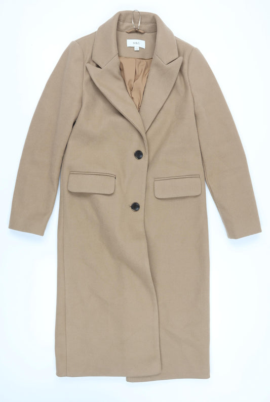 Marks and Spencer Women's Beige Overcoat Size 8 Wool Blend