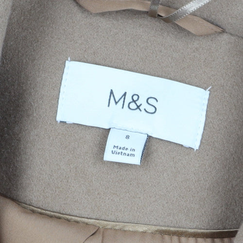 Marks and Spencer Women's Beige Overcoat Size 8 Wool Blend