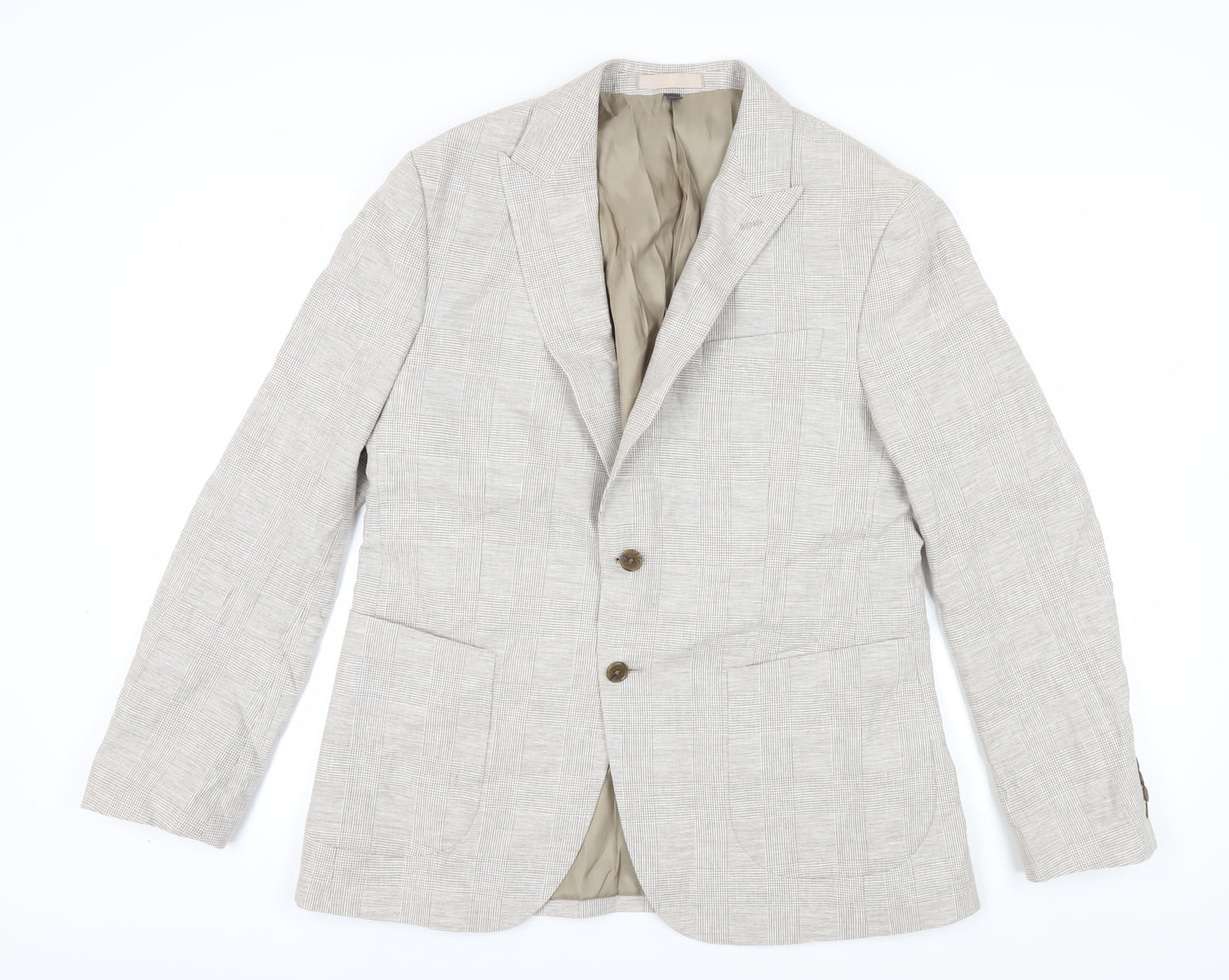 Marks & Spencer Beige 42R Blazer Men Regular Fit Linen