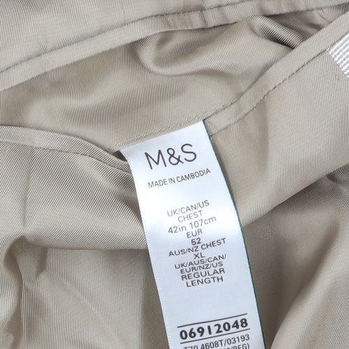 Marks & Spencer Beige 42R Blazer Men Regular Fit Linen