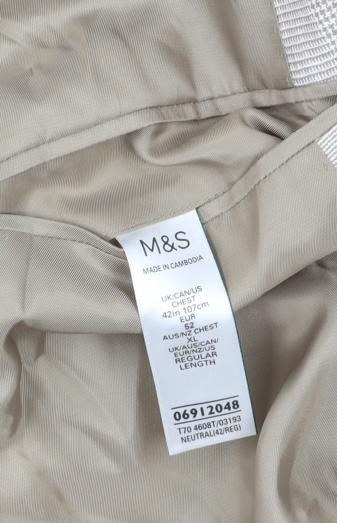 Marks & Spencer Beige 42R Blazer Men Regular Fit Linen