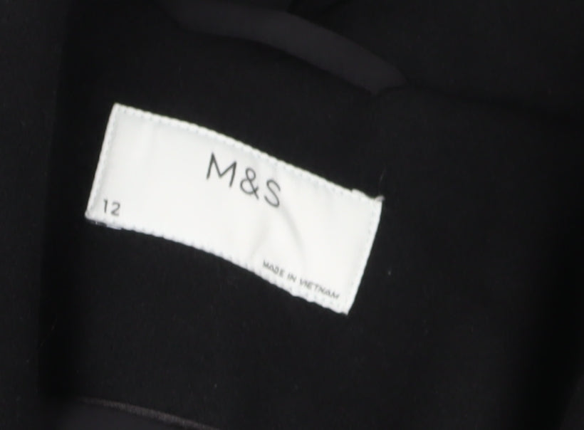 Marks and Spencer Women's Black Long Overcoat Size 12