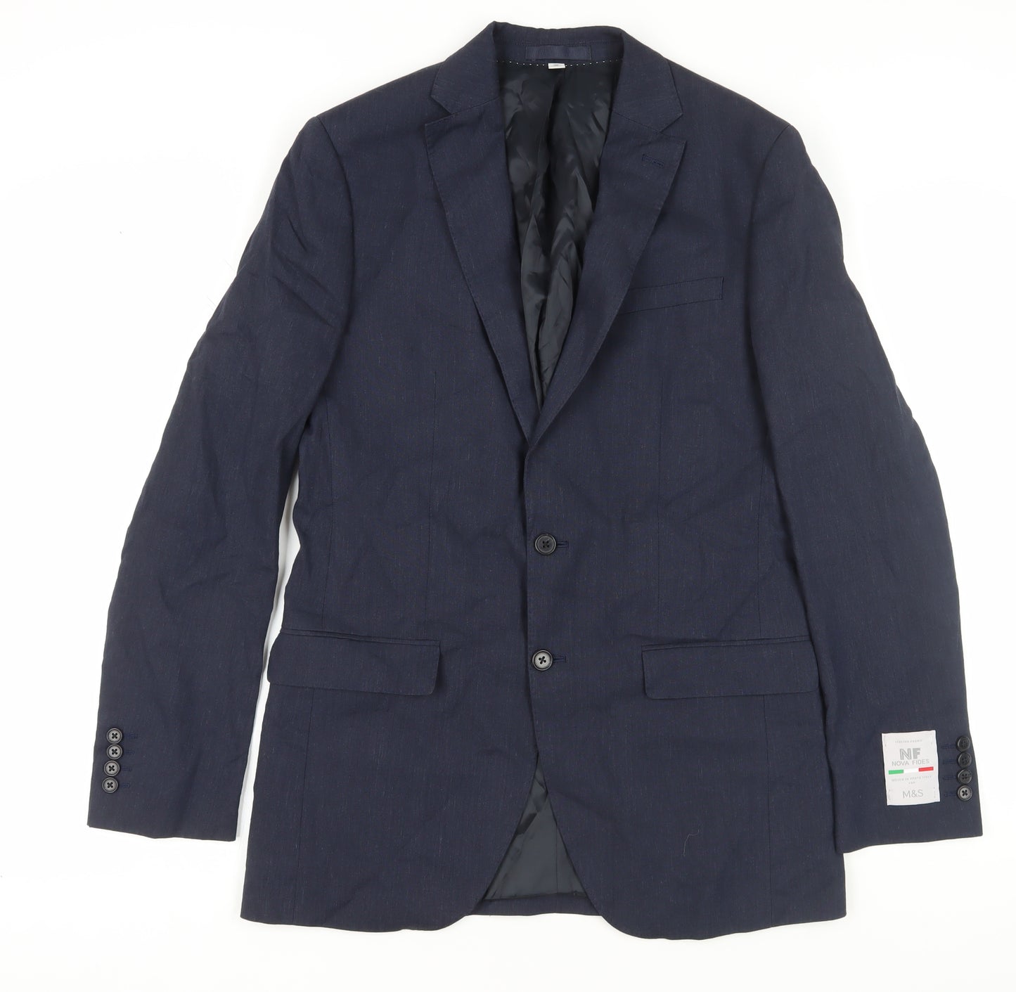 Marks and Spencer Men's Blue Blazer, 38, Long, Regular Fit