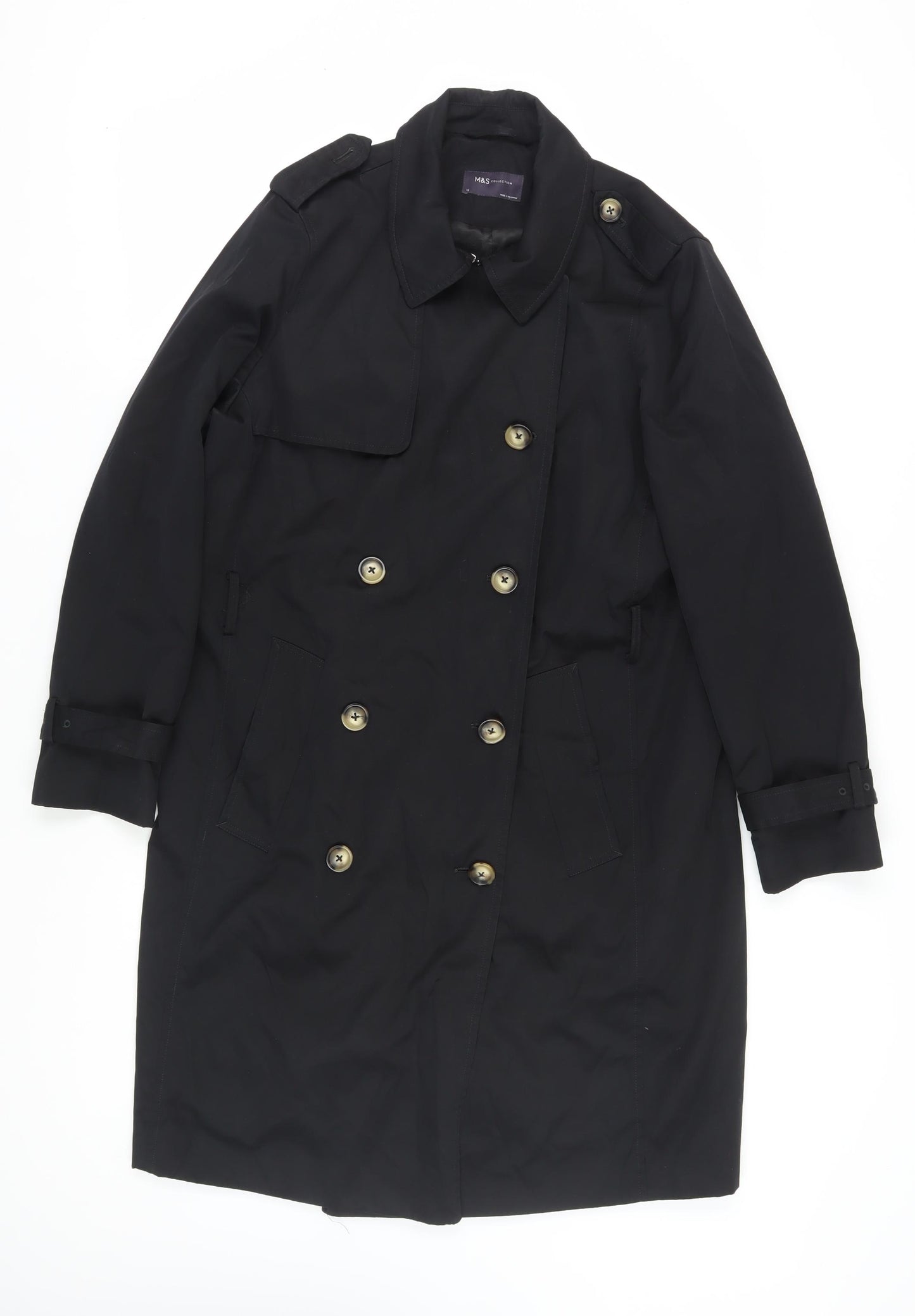 Marks and Spencer Women's Black Trench Coat Size 16