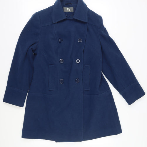 BHS Women's Blue Wool Blend Pea Coat Size 16