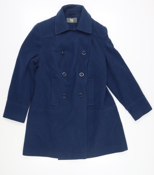 BHS Women's Blue Wool Blend Pea Coat Size 16