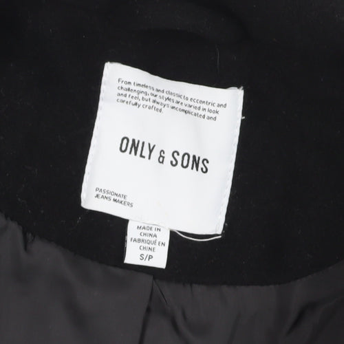 Only & Sons Men's Black Wool Overcoat Size S