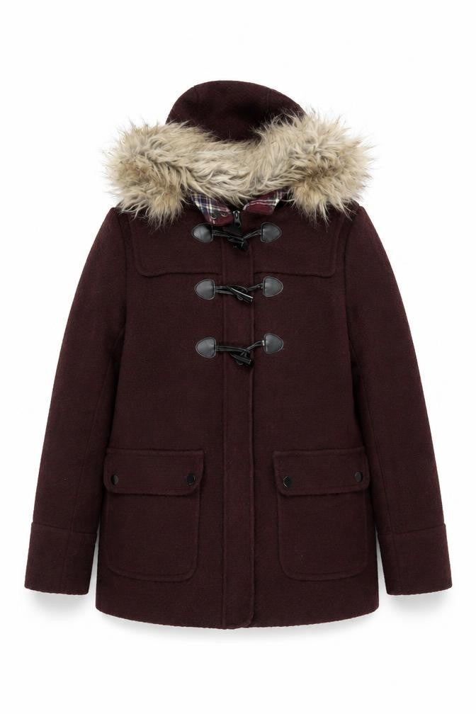 Front view of New Look Women's Brown Toggle Coat, size 14, Autumn/Winter