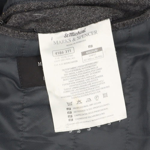Marks and Spencer Men's Grey Jacket, Size M, Zip Closure