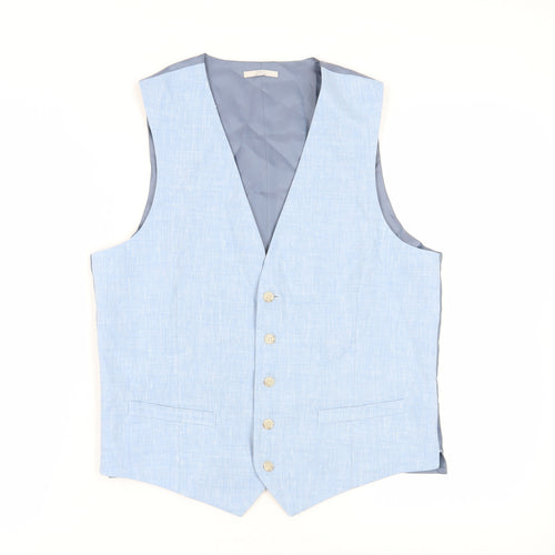 Marks and Spencer Blue Linen Suit Waistcoat 40R