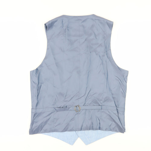 Marks and Spencer Blue Linen Suit Waistcoat 40R