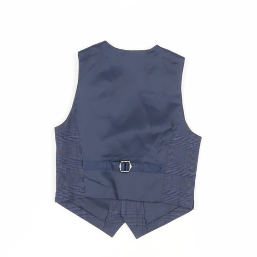 Marks and Spencer Boys Blue Plaid Waistcoat, 8 Years, Adjustable Strap