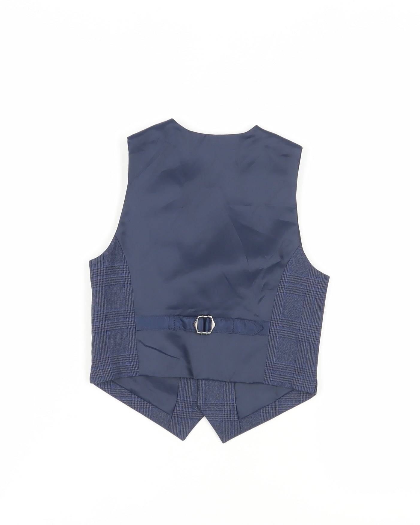 Marks and Spencer Boys Blue Plaid Waistcoat, 8 Years, Adjustable Strap